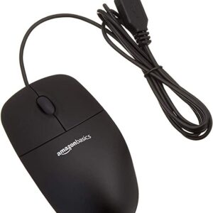 3-Button Wired USB Computer Mouse, Single, Black